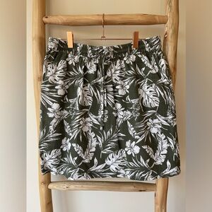Kut from the Kloth Green Tropical Floral Palm Drawstring Mini Skirt w/ Pockets M